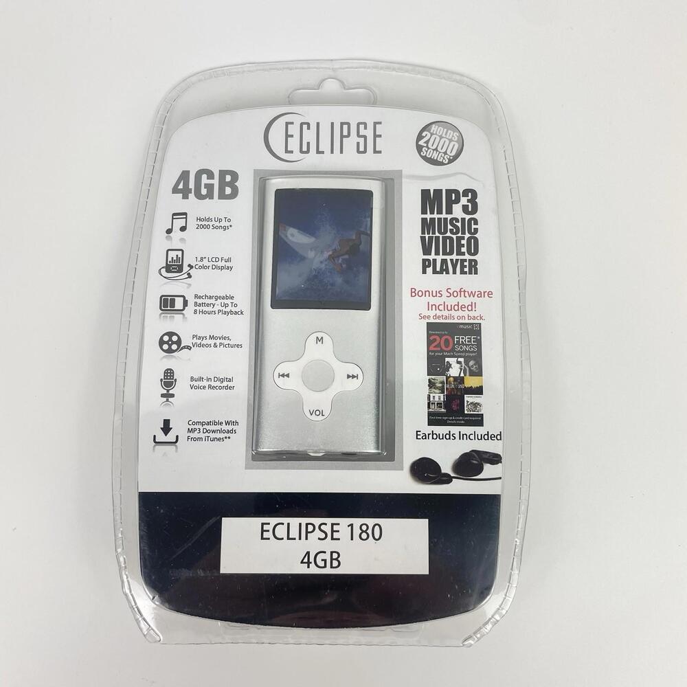 Eclipse Mp3 Video Player 180SL 4GB Music Movies Photos Earbuds Bundle New